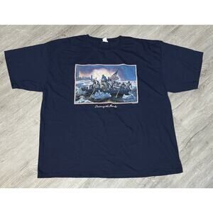 New England Patriots Shirt‎ Mens Sz XXL Blue Short Sleeve Crossing The Charles